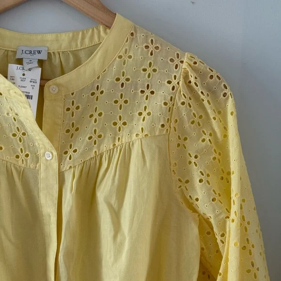 J. Crew Yellow Eyelet Blouse - Picture 2 of 7